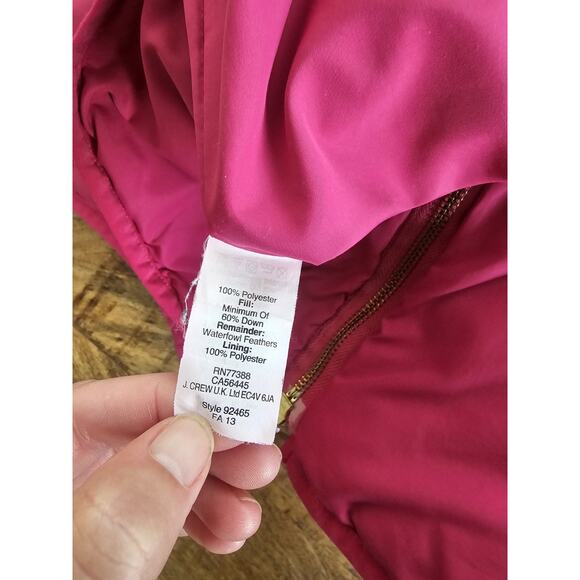 J. Crew Quilted Down Puffer Vest Women's Size Small Hot Pink Preppy Colorful - Picture 8 of 8